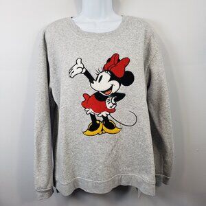 Disney Minnie Mouse Character Sweatshirt Chenille Patch Women's XXL Gray / B128